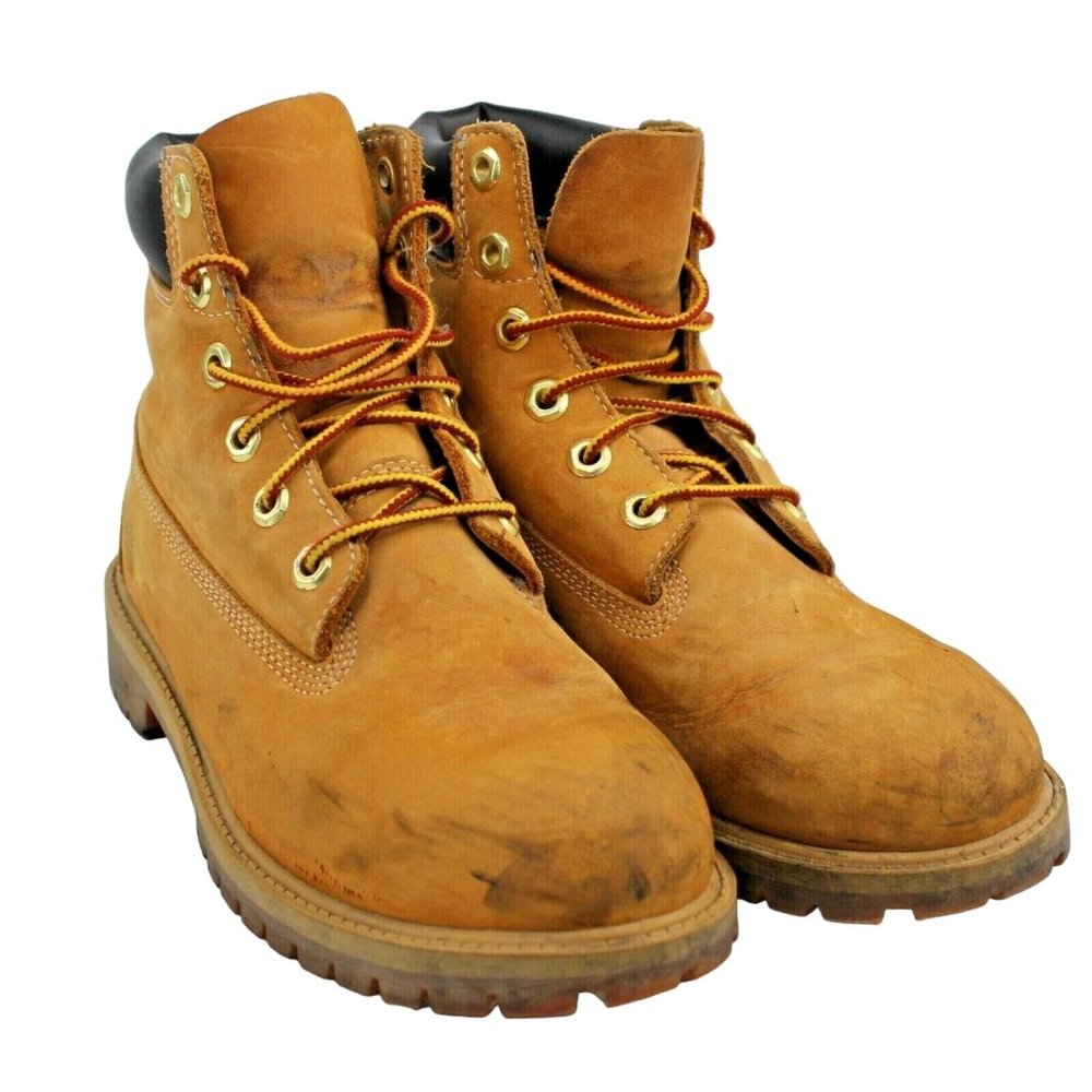 Timberland Youth Size 4.5 M Waterproof Leather Wheat Classic 6 inch Work Boots - Picture 4 of 7